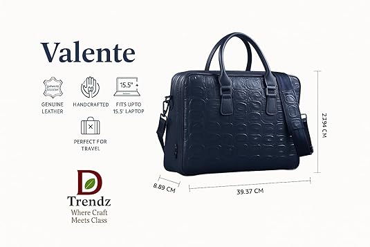 Leather Laptopbag for work& Travel- Geniune leather office Briefcase with Trolly strap,laptop sleeve, smart organisation with crcodile texture.