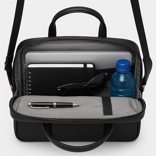 Leather Laptopbag for work& Travel- Geniune leather office Briefcase with Trolly strap,laptop sleeve, smart organisation with crcodile texture.