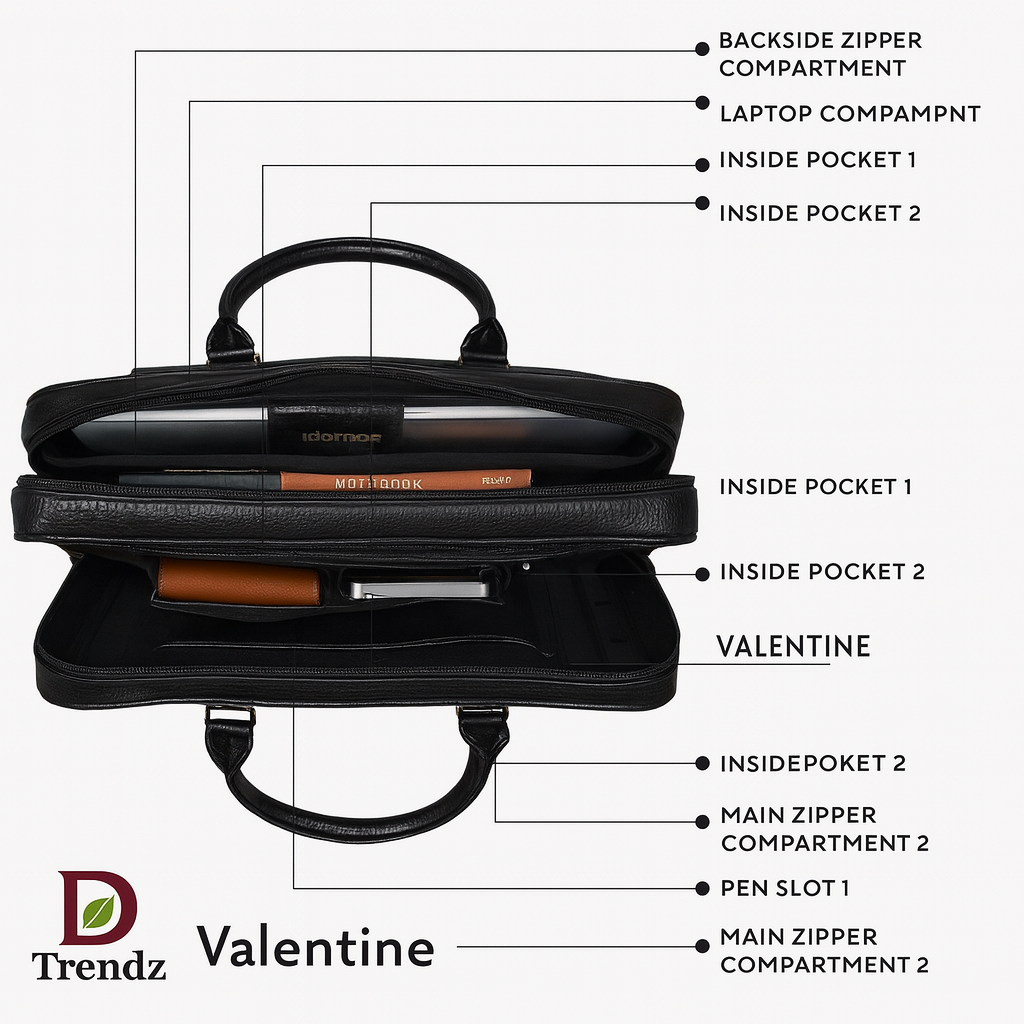 Leather Laptopbag for work& Travel- Geniune leather office Briefcase with Trolly strap,laptop sleeve, smart organisation with crcodile texture.